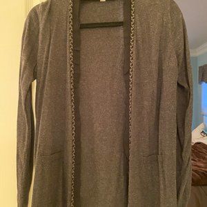 LOFT gray cardigan with pretty trim